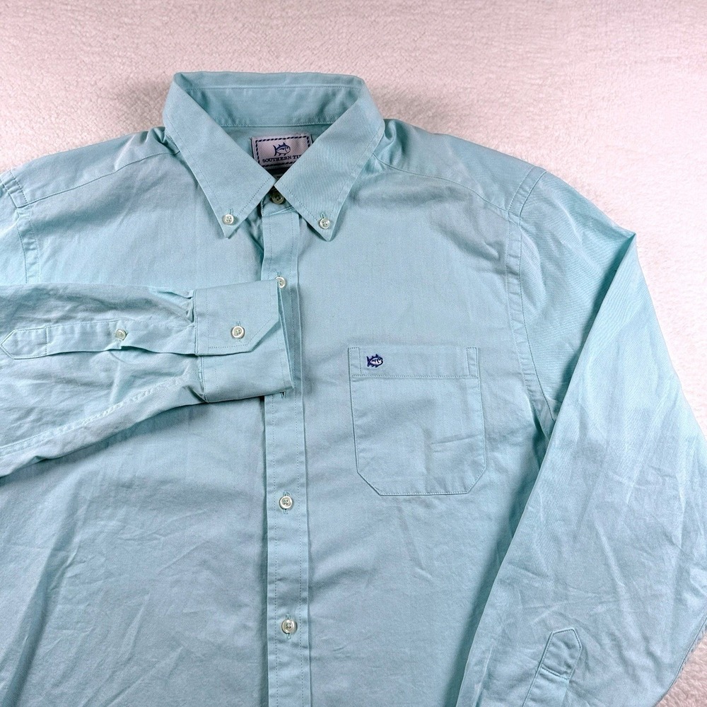 Southern Tide Shirt Mens Medium Blue Button Down Trim Fit Long Sleeve Pocket